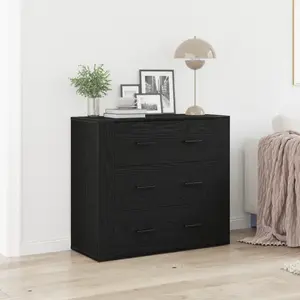 vidaXL Buffet Vidaxl Noir Chêne 33x80x70 Cm Bois Reconstitué pas cher