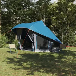 vidaXL Vidaxl Tente Familiale Tipi Bleue 10 Personnes Imperméable pas cher