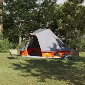 vidaXL Tente Tipi familiale Tipi Gris et orange 466 x 310 x 240 cm pas cher