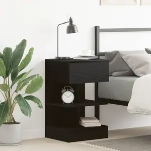vidaXL Table De Chevet Vidaxl Chêne Noir 40x35x65 Cm Bois D'ingénierie pas cher