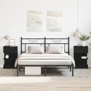 vidaXL Cabinet de chevet avec tiroir 2 pcs Chêne noir 40 x 35 x 65 cm pas cher