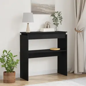 vidaXL Table Console Vidaxl Noir Chêne 80x30x80 Cm Bois D'ingénierie pas cher