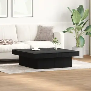 vidaXL Table basse Chêne noir 90 x 90 x 28 cm Bois d'ingénierie pas cher