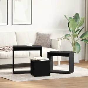 Comparateur de prix : vidaXL Ensemble De 3 Tables Gigognes Vidaxl En Chêne Noir Stratifié