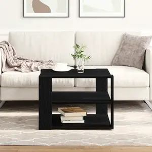 vidaXL Table Basse Vidaxl Bois Noir 59,5x59,5x40 Cm Bois Reconstitué pas cher
