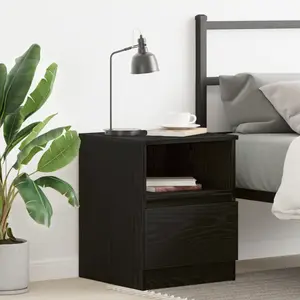 vidaXL Cabinet de chevet Chêne noir 40 x 40 x 50 cm Bois d'ingénierie pas cher