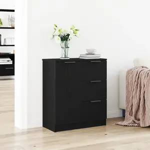 Comparateur de prix : vidaXL Buffet En Chêne Noir Vidaxl 60x30x70 Cm En Bois D'ingénierie