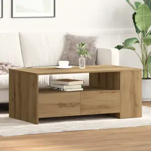 vidaXL Table basse avec tiroir Chêne artisanal 102 x 55 x 43,5 cm pas cher