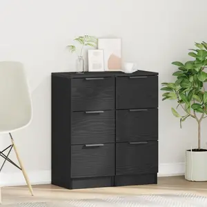 vidaXL Vidaxl Buffets 2 Pcs Chêne Noir 30x30x70 Cm Bois D'ingénierie pas cher