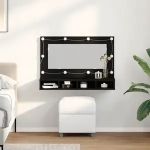 vidaXL Cabinet Miroir Led Vidaxl En Chêne Noir - 90x31.5x62 Cm pas cher