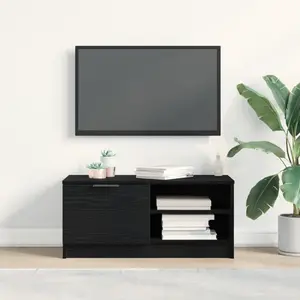vidaXL Meuble Tv Vidaxl Noir Chêne 80x35x36,5 Cm Bois Aggloméré pas cher