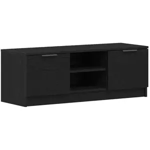 vidaXL Meuble Tv Vidaxl Noir Chêne 102x35x36,5 Cm Bois D'ingénierie pas cher