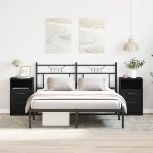vidaXL Cabinet de chevet avec tiroir 2 pcs Chêne noir 40 x 35 x 65 cm pas cher