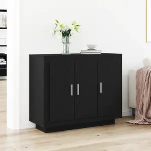 vidaXL Buffet Vidaxl Chêne Noir 92x35x75 Cm Bois Stratifié pas cher