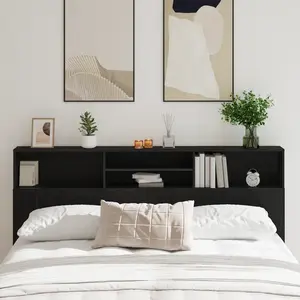 vidaXL Tête De Lit En Chêne Noir Vidaxl, 200x19x103,5 Cm pas cher