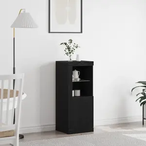 vidaXL Buffet Vidaxl Avec Lumières Led Chêne Noir 41x37x100 Cm pas cher