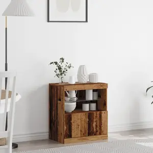 vidaXL Buffet Vidaxl Avec Lumières Led En Bois Ancien 60x37x67 Cm pas cher