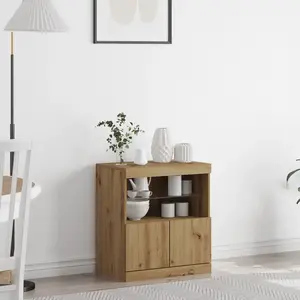 vidaXL Buffet Vidaxl Avec Lumières Led Chêne Artisan 60x37x67 Cm