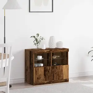 vidaXL Buffet LED Marron 81 x 37 x 66,5 cm Bois d'ingénierie pas cher
