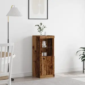 vidaXL Buffet Vidaxl Avec Lumières Led En Vieux Bois 41x37x100 Cm pas cher