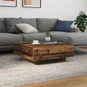 vidaXL Table Basse Vidaxl Avec Lumières Led En Bois Ancien 80x80x31 Cm