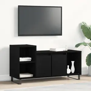 vidaXL Meuble Tv Vidaxl Noir Chêne 100x35x55 Cm Bois D'ingénierie pas cher