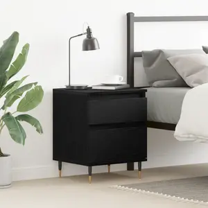 vidaXL Table De Chevet Vidaxl Noir Chêne 40x35x50 Cm Bois D'ingénierie pas cher