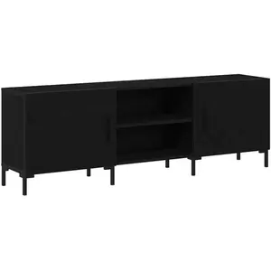 vidaXL Meuble Tv Vidaxl Noir Chêne 150x30x50 Cm Bois D'ingénierie pas cher