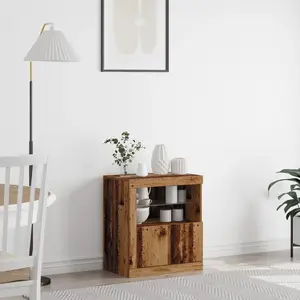 vidaXL Buffet Vidaxl Avec Lumières Led En Vieux Bois 60,5x37x67 Cm pas cher