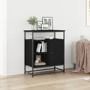 vidaXL Buffet Vidaxl Noir Chêne 69x35x80 Cm Bois D'ingénierie Et Acier pas cher