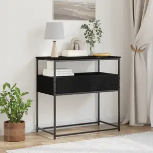 vidaXL Console industrielle 75 x 40 x 75 cm Chêne noir - Bois et métal pas cher