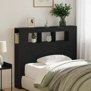 Comparateur de prix : vidaXL Tête de lit LED avec étagère Chêne noir 120 x 18,5 x 103,5 cm