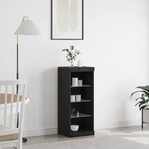 vidaXL Vidaxl Buffet Avec Lumières Led Chêne Noir 41x37x100 Cm pas cher