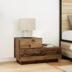 vidaXL Cabinet de chevet avec tiroir Bois ancien 70 x 36 x 40,5 cm pas cher