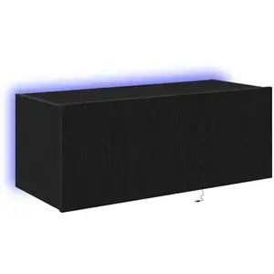 vidaXL Meuble Tv Vidaxl Avec Éclairage Led Chêne Noir 80x35x31 Cm pas cher