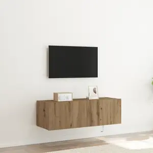 vidaXL Meuble Tv Vidaxl Avec Lumières Led Chêne Artisan 100x35x31 Cm pas cher