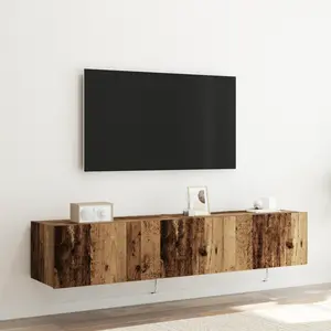 vidaXL Meuble TV mural Montage mural 2 pcs Bois Ancien 80 x 35 x 31 cm pas cher