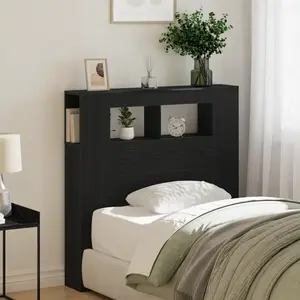 vidaXL Tête de lit LED avec étagère Chêne noir 100 x 18,5 x 103,5 cm pas cher