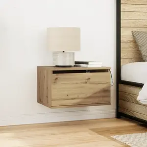 Comparateur de prix : vidaXL Cabinet de chevet - Chêne massif - 1 tiroir - LED - 50x36x30 cm
