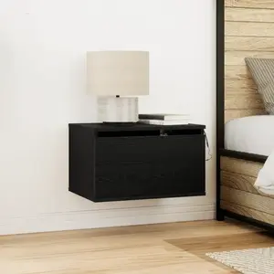 vidaXL Cabinet de chevet mural 2 pcs Chêne noir 50 x 36 x 30 cm pas cher