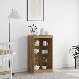 vidaXL Meuble Tv Vidaxl Avec Lumières Led Chêne Artisan 60,5x37x100 Cm pas cher