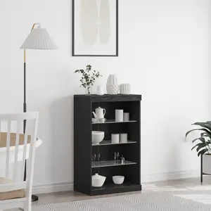 vidaXL Buffet Vidaxl Avec Lumières Led Chêne Noir 60,5x37x100 Cm pas cher