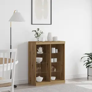 vidaXL Vidaxl Buffet Avec Lumières Led Chêne Artisan 41x37x100 Cm pas cher