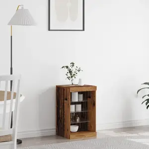 vidaXL Buffet Vidaxl Avec Lumières Led Bois Ancien 41x37x67 Cm pas cher