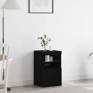 vidaXL Buffet Vidaxl Avec Éclairage Led Chêne Noir 41x37x67 Cm pas cher