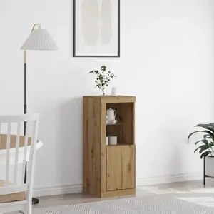 vidaXL Buffet Vidaxl Avec Lumières Led Chêne Artisanal 41x37x100 Cm pas cher