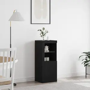 vidaXL Buffet Vidaxl Avec Lumières Led Chêne Noir 41x37x100 Cm pas cher