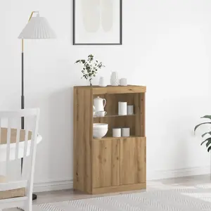 vidaXL Buffet Vidaxl Avec Lumières Led Chêne Artisan 60x37x100 Cm pas cher