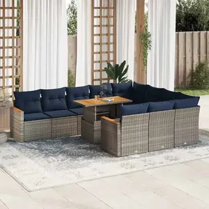 Comparateur de prix : vidaXL Vidaxl Salon De Jardin 11 Pcs Avec Coussins Gris Résine Tressée