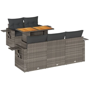 vidaXL Salon de jardin 6 pcs avec coussins gris résine tressée pas cher